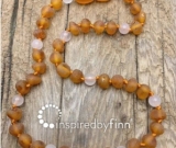 Amber Teething Necklace - Kids Unpolished Cider Rose Quartz, All Kids SizesInspired By Finn</