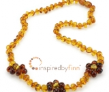 Adult Size Baltic Amber Necklace - Polished Lemon Drop Flower Necklace 21