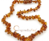 Adult Size Amber Necklace - Polished Chips - Honey