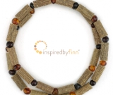 Kids Polished Baltic Amber & Hazel Necklace - Honey & Dark Cherry