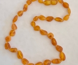 Baltic Amber Necklace - Kids Imperfect Unpolished Brown Bean - Size 11.5 - 14
