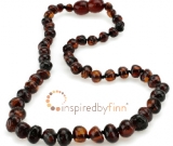 Amber Teething Necklace - Kids Polished Dark Cherry - All Kids Sizes - Teething, Health & Wellnes