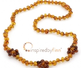 Adult Size Baltic Amber Necklace - Polished Gingerbread Flower