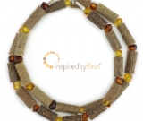 Kids Polished or Unpolished Baltic Amber & Hazel Necklace - Light & DarkerGood for Teething a