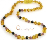 Amber Teething Necklace - Kids Polished Golden Swirl + CURBS HYPERACTIVITY - All Kids SizesIn