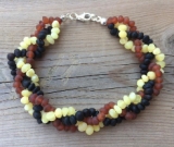 Limited Edition - Adult Baltic Amber Clasped Bracelet - Unpolished Braided