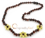 Adult Size Baltic Amber Necklace - Polished White Flower