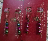 earring sets-vintage beaded pearlish drop earrings brass ear wires-teal/fuchsia/forest & fuchsia