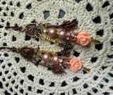 vintage estate beaded coral-peach floral charming chandelier earrings