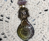 rustic urban gecko, olive flos enameled pendant