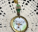 delicate being, enameled deer necklace pendant