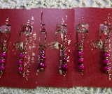 earring sets-vintage beaded pearlish drop earrings brass ear wires- fuchsia & moderate pink