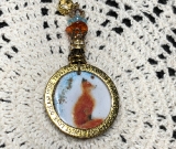 clever, fox enameled necklace pendant