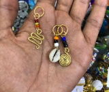 3pcs Hair Accessories-Brass,beads,cowrie shell